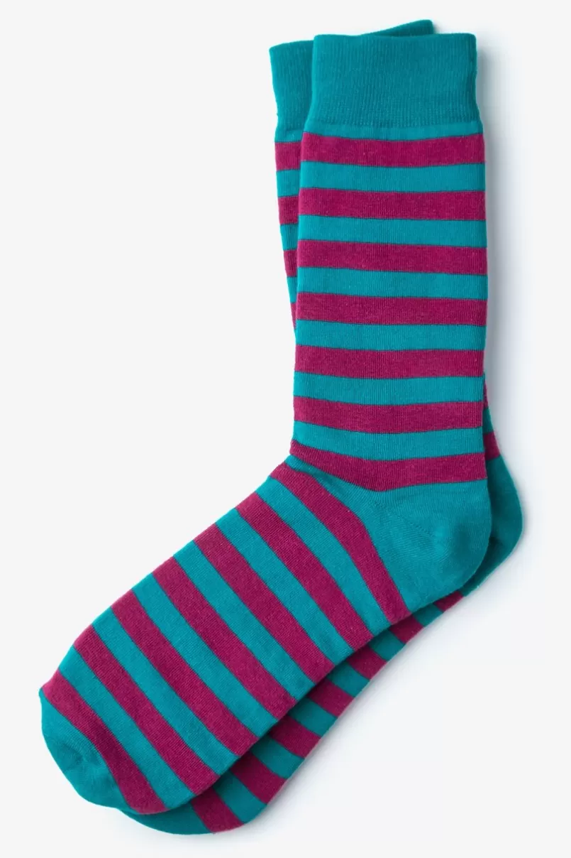 Ties Stanton Stripe Turquoise Sock Clearance