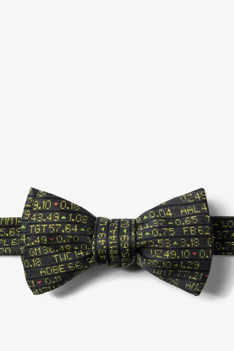 Ties Stock Ticker Black Self-Tie Bow Tie Sale