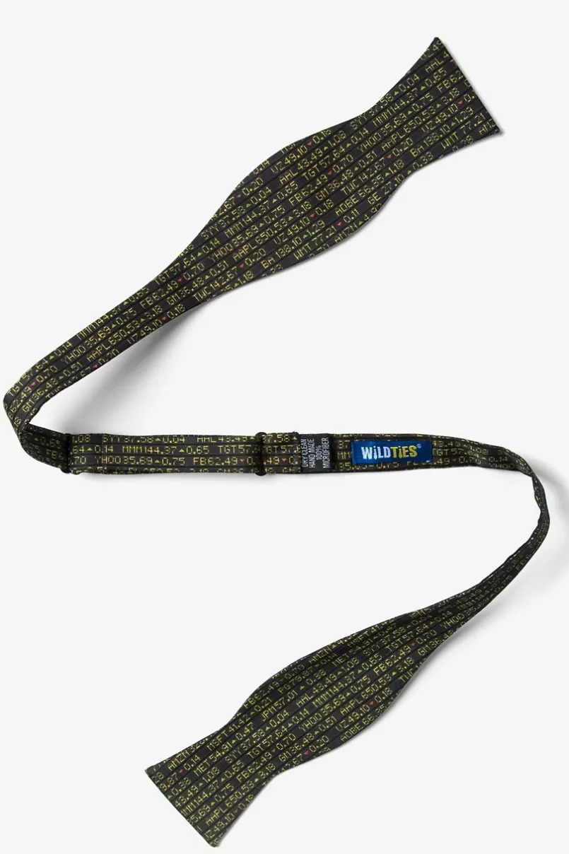 Ties Stock Ticker Black Self-Tie Bow Tie Sale