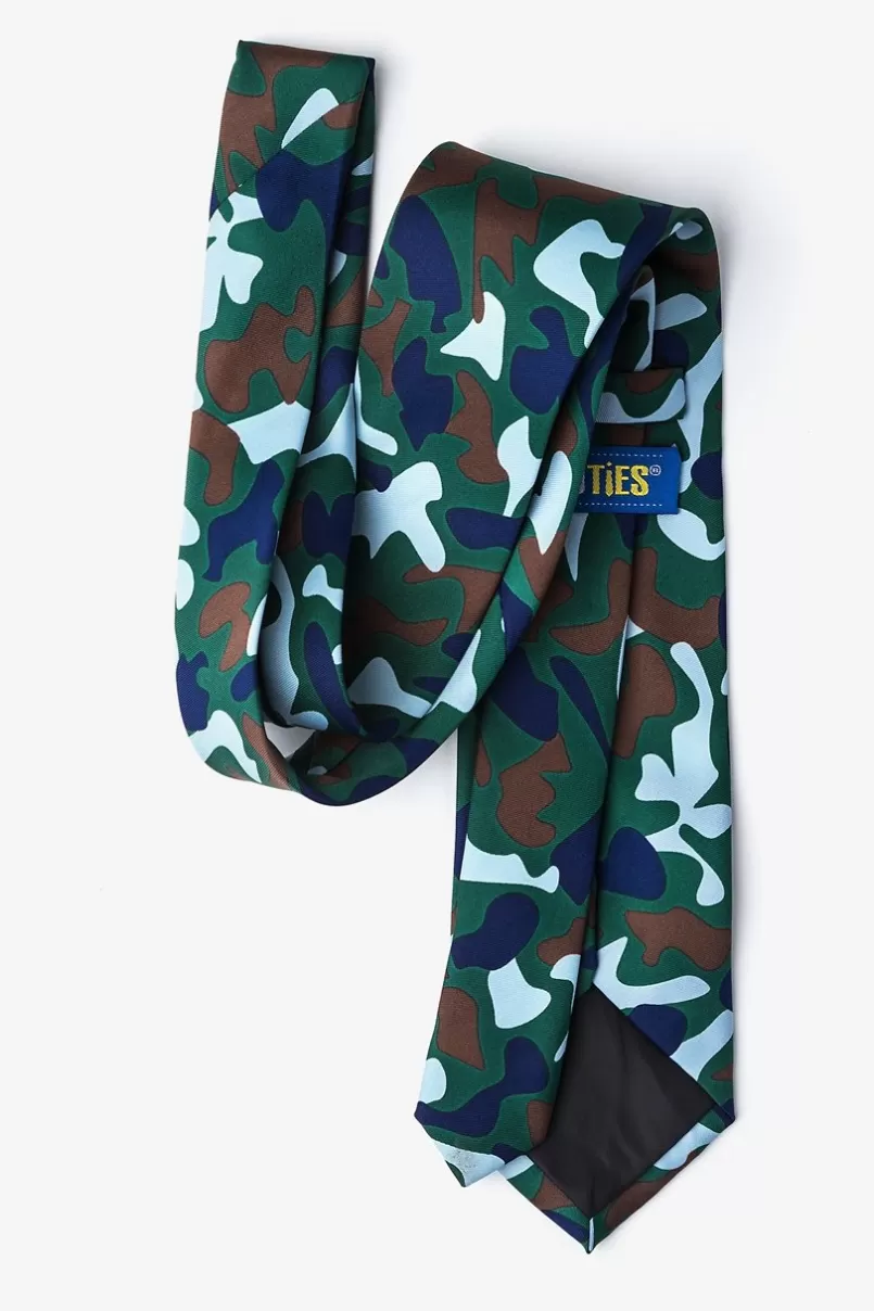 Ties Street Camo Hunter Green Extra Long Tie HunterGreen&SkyBlue Best Sale
