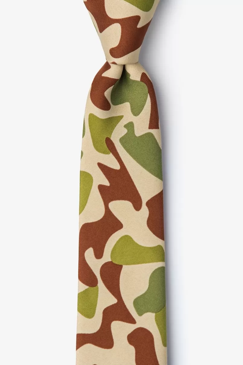 Ties Street Camo Olive Skinny Tie Olive&Brown Store