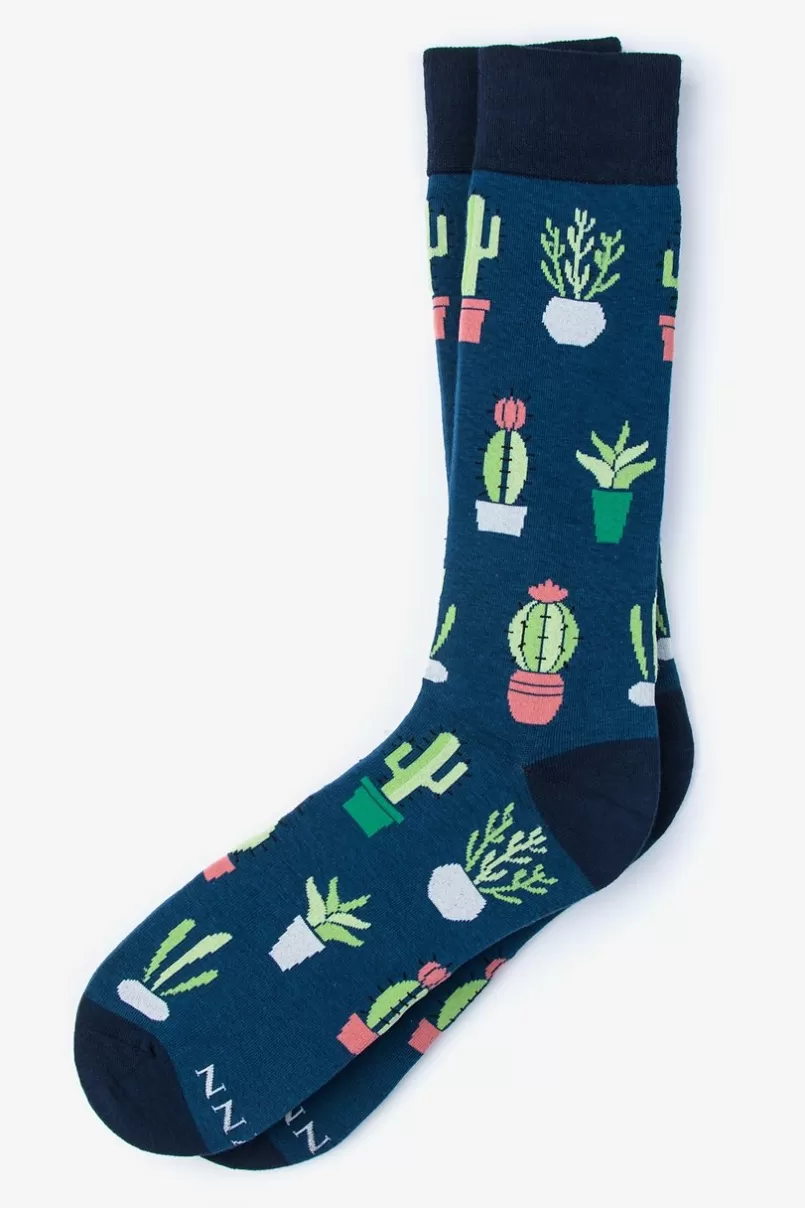 Ties Succulent Navy Blue Sock Shop
