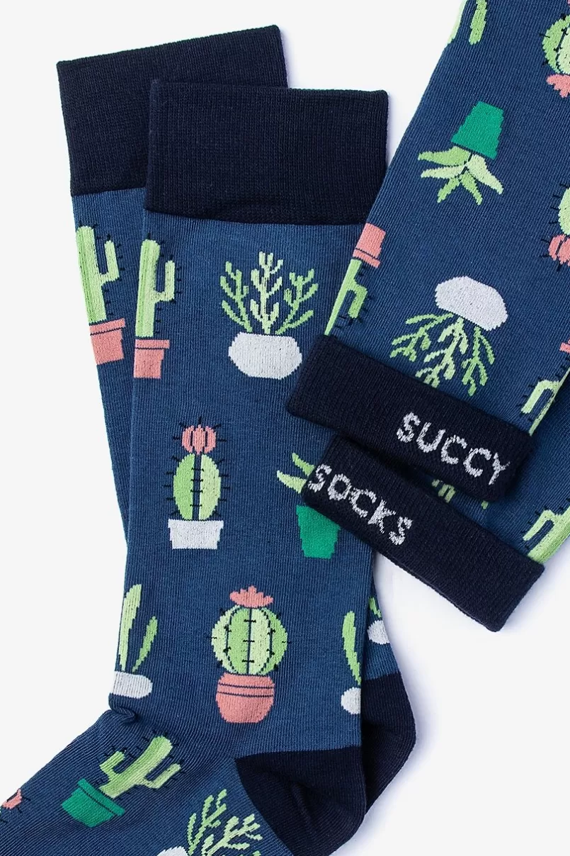 Ties Succulent Navy Blue Sock Shop