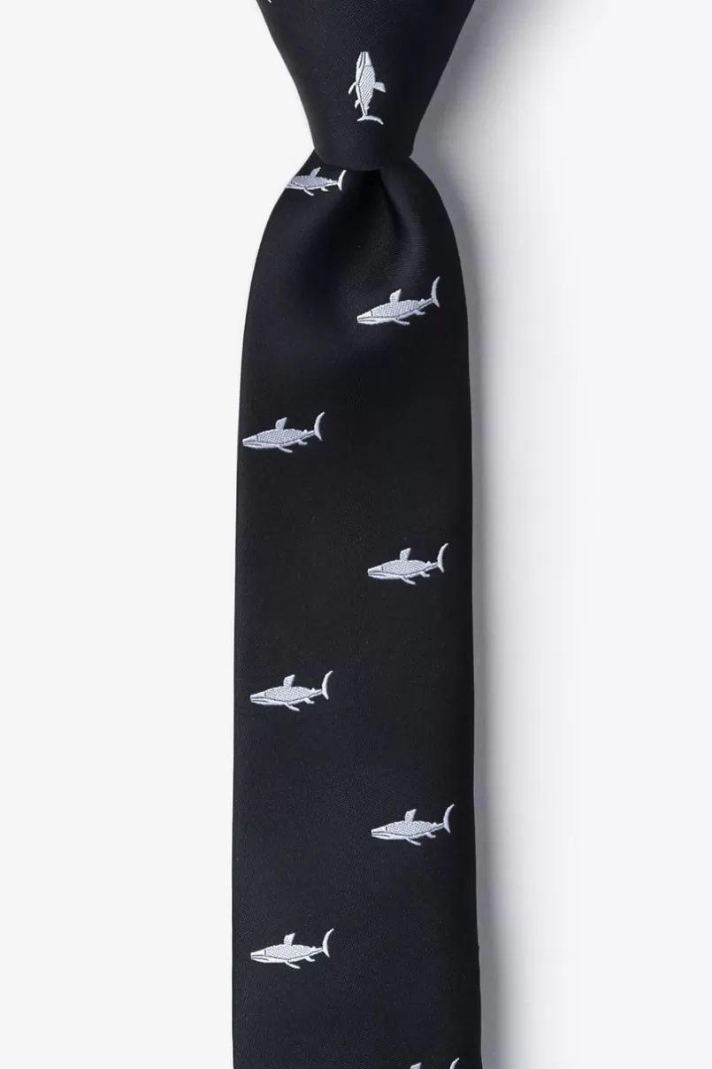 Ties Swimming Sharks Black Skinny Tie Outlet