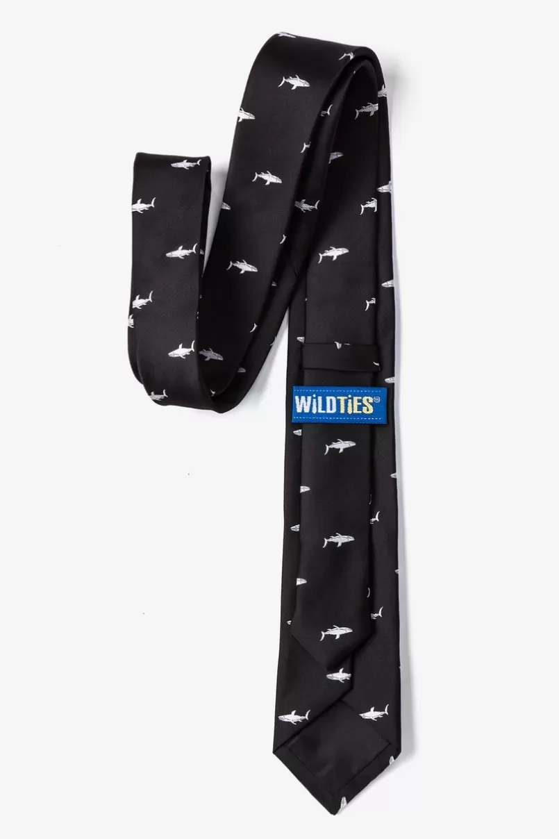 Ties Swimming Sharks Black Skinny Tie Outlet