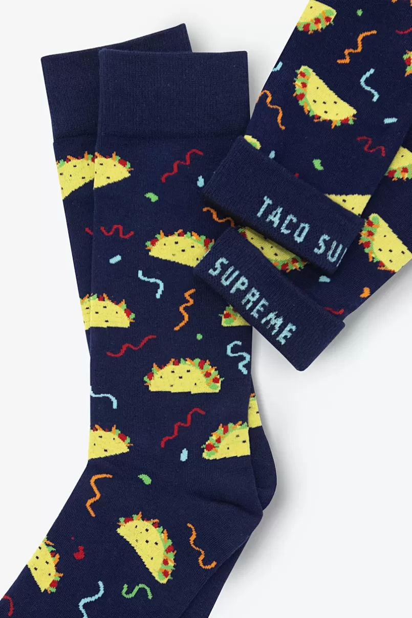 Ties Taco Navy Blue Sock Flash Sale