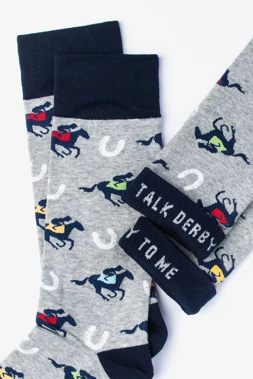 Ties Talk Derby To Me Sock Gray Shop