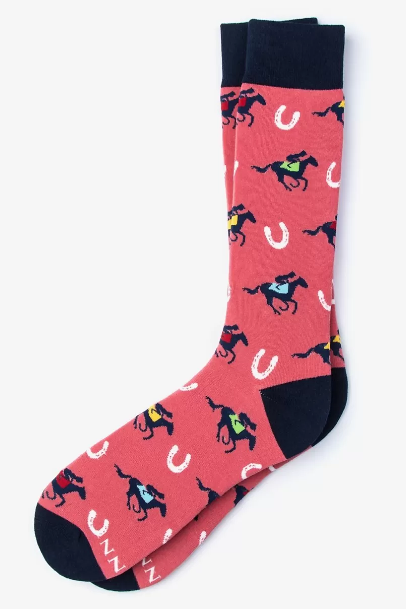 Ties Talk Derby To Me Sock Pink Cheap