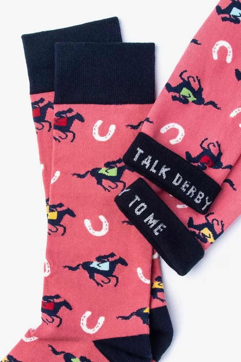 Ties Talk Derby To Me Sock Pink Cheap