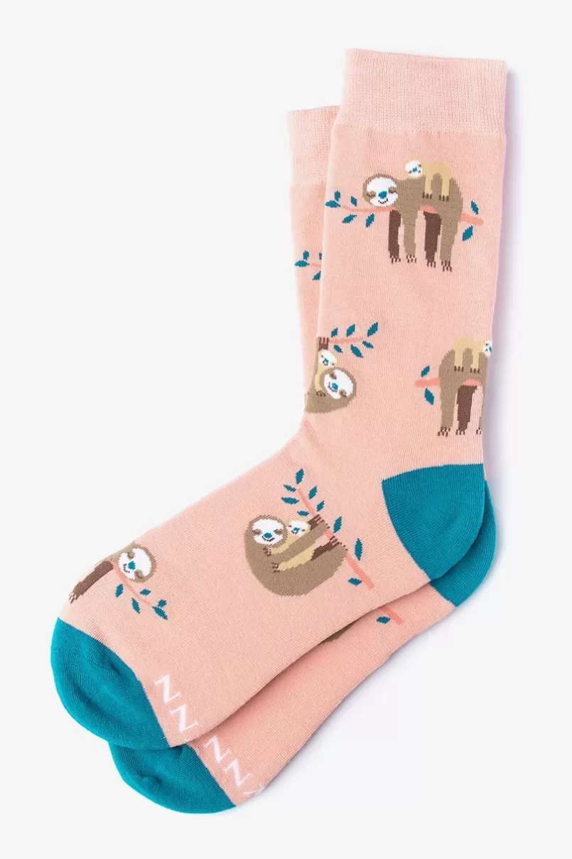 Ties That Sloth Life Women's Sock Coral Outlet