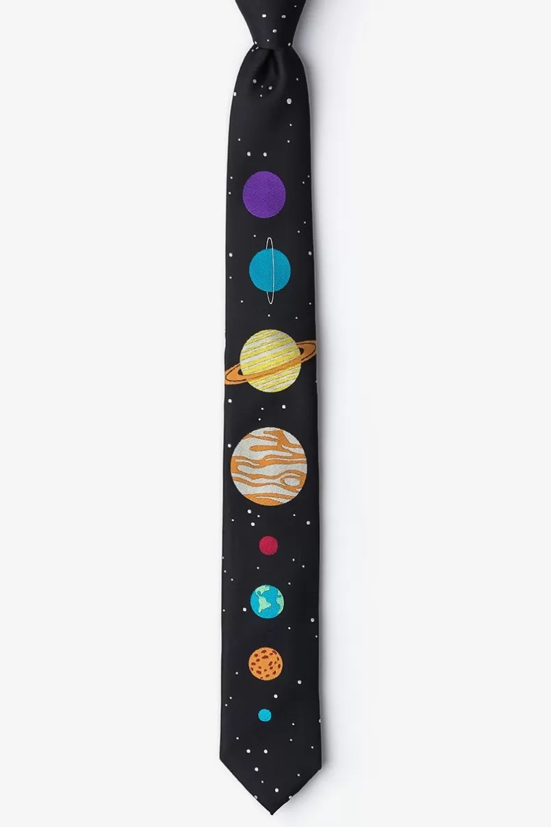 Ties The 8 Planets Black Skinny Tie Hot