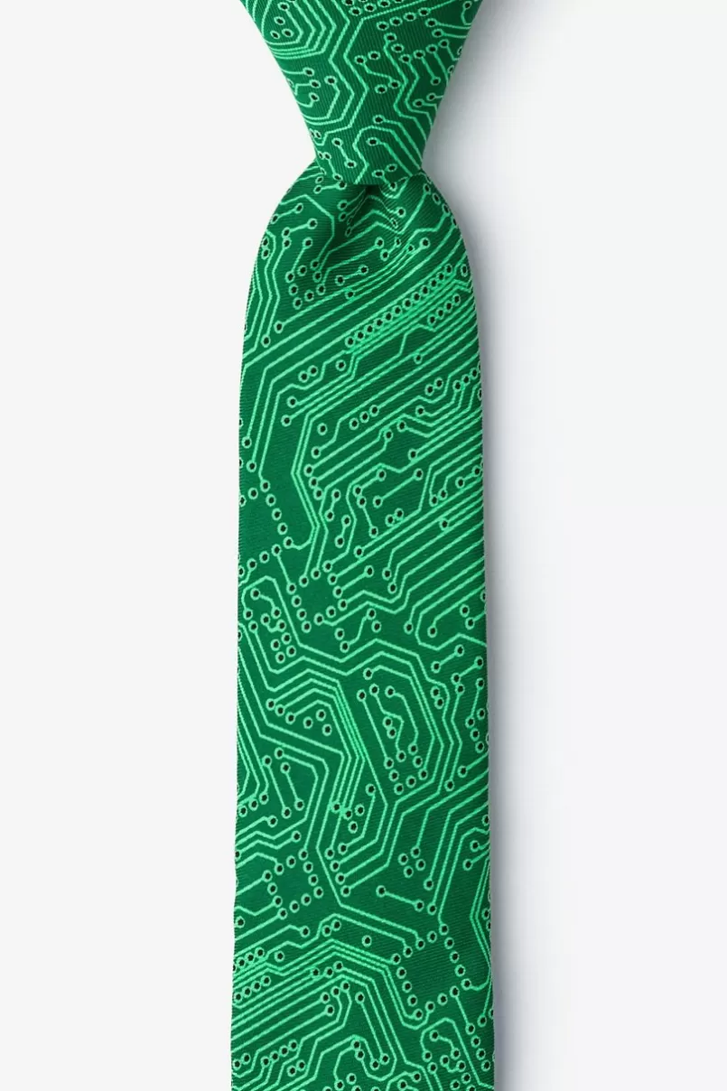 Ties The Circuit Board Green Skinny Tie Store