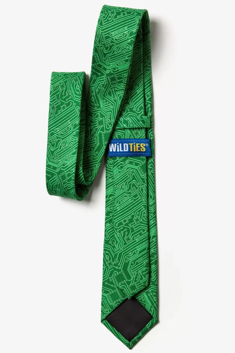 Ties The Circuit Board Green Skinny Tie Store