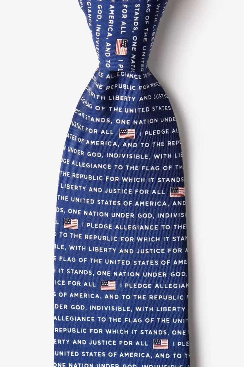 Ties The Pledge of Allegiance Navy Blue Tie Fashion