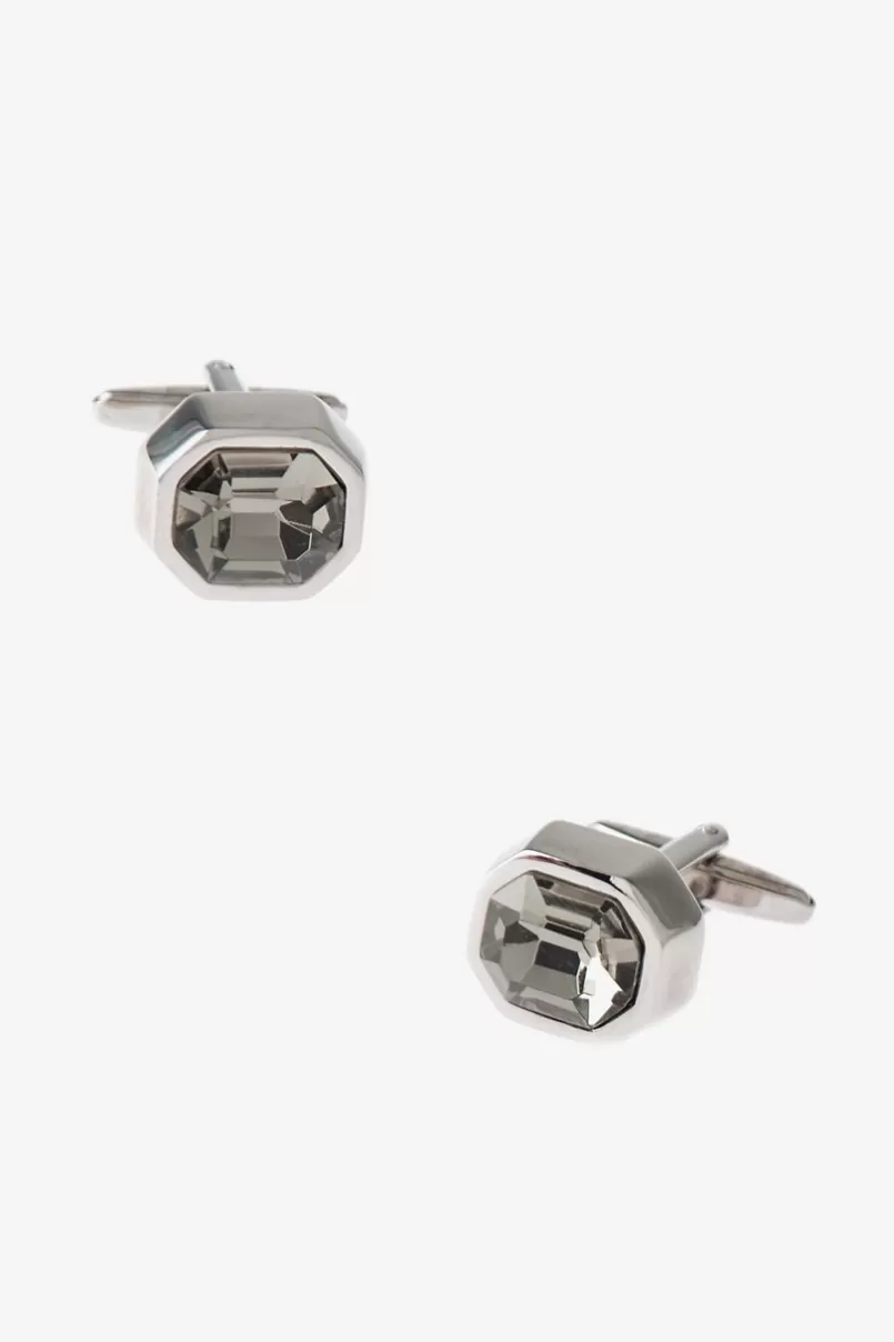 Ties Thick Bejeweled Octagon Clear Cufflinks Discount