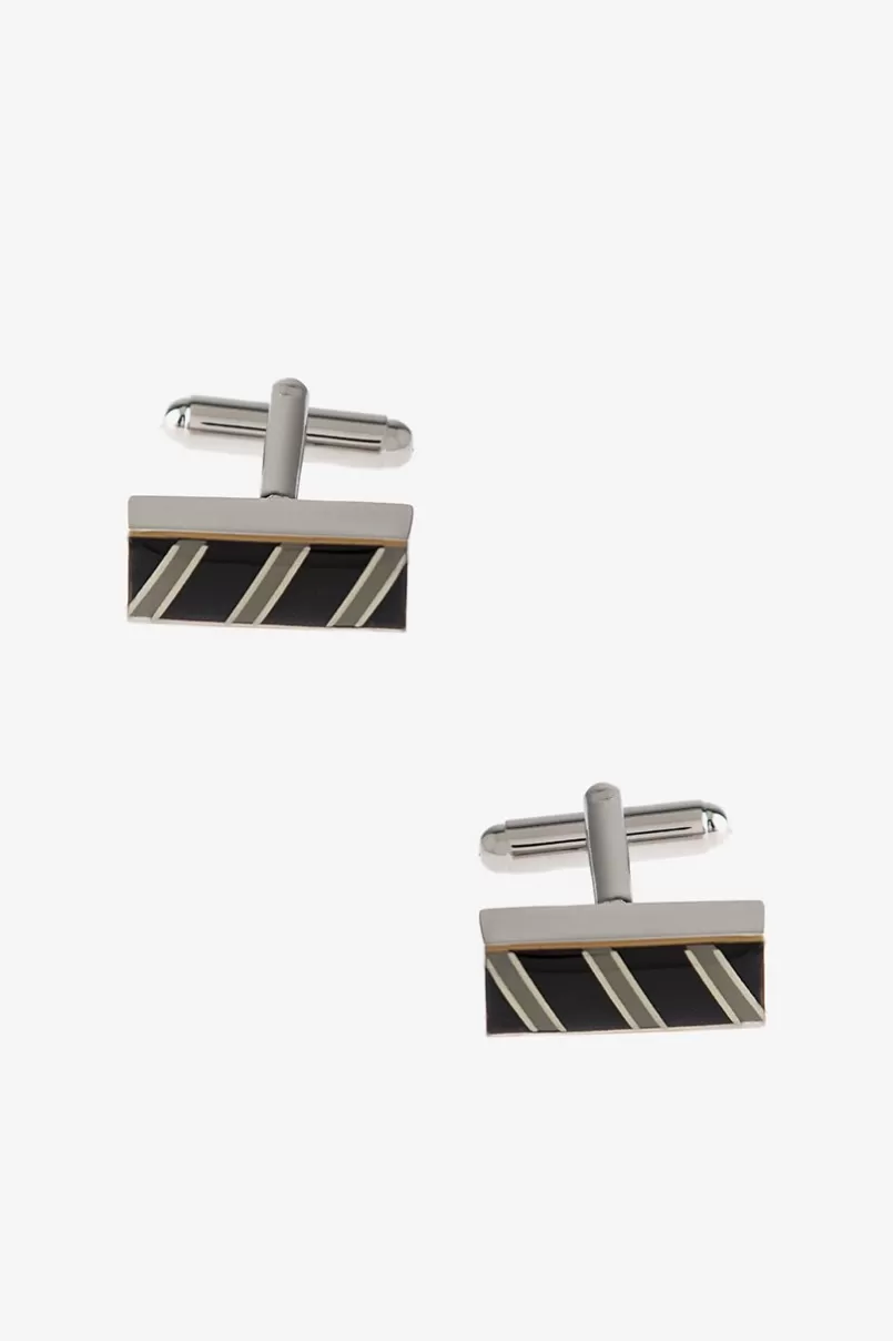 Ties Thick Patterned Bar Black Cufflinks Outlet