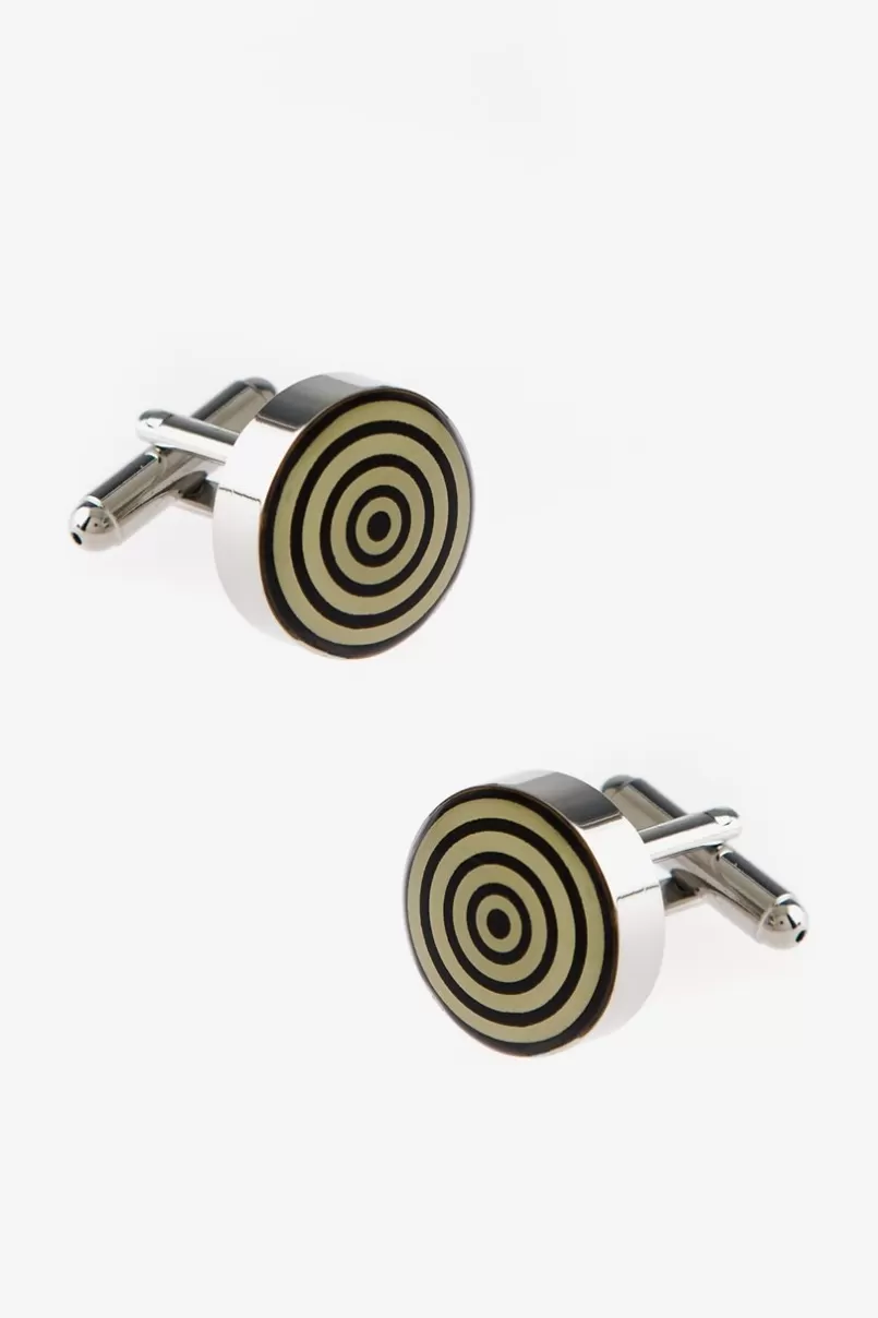 Ties Thick Round Circles Beige Cufflinks Shop