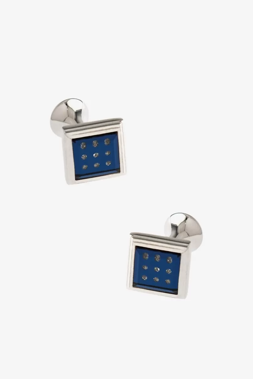 Ties Three Across Gem Blue Cufflinks Outlet