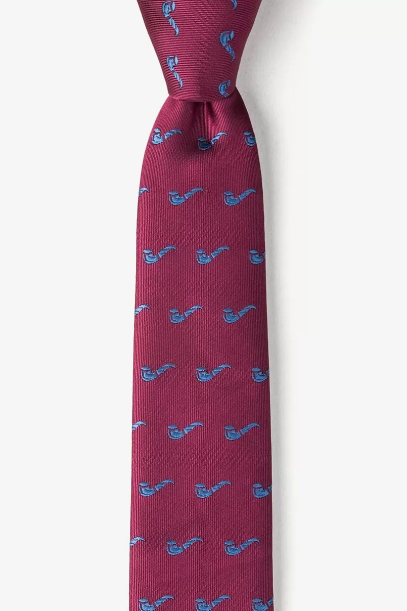 Ties Tobacco Pipes Skinny Tie Burgundy Hot