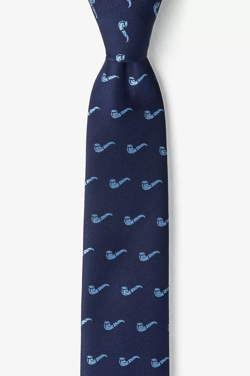 Ties Tobacco Pipes Navy Blue Skinny Tie NavyBlue Discount
