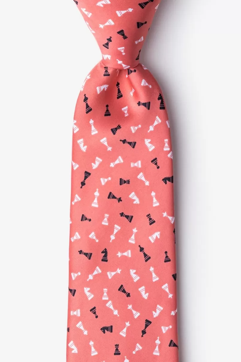 Ties Tossed Chess Pieces Tie Coral Flash Sale