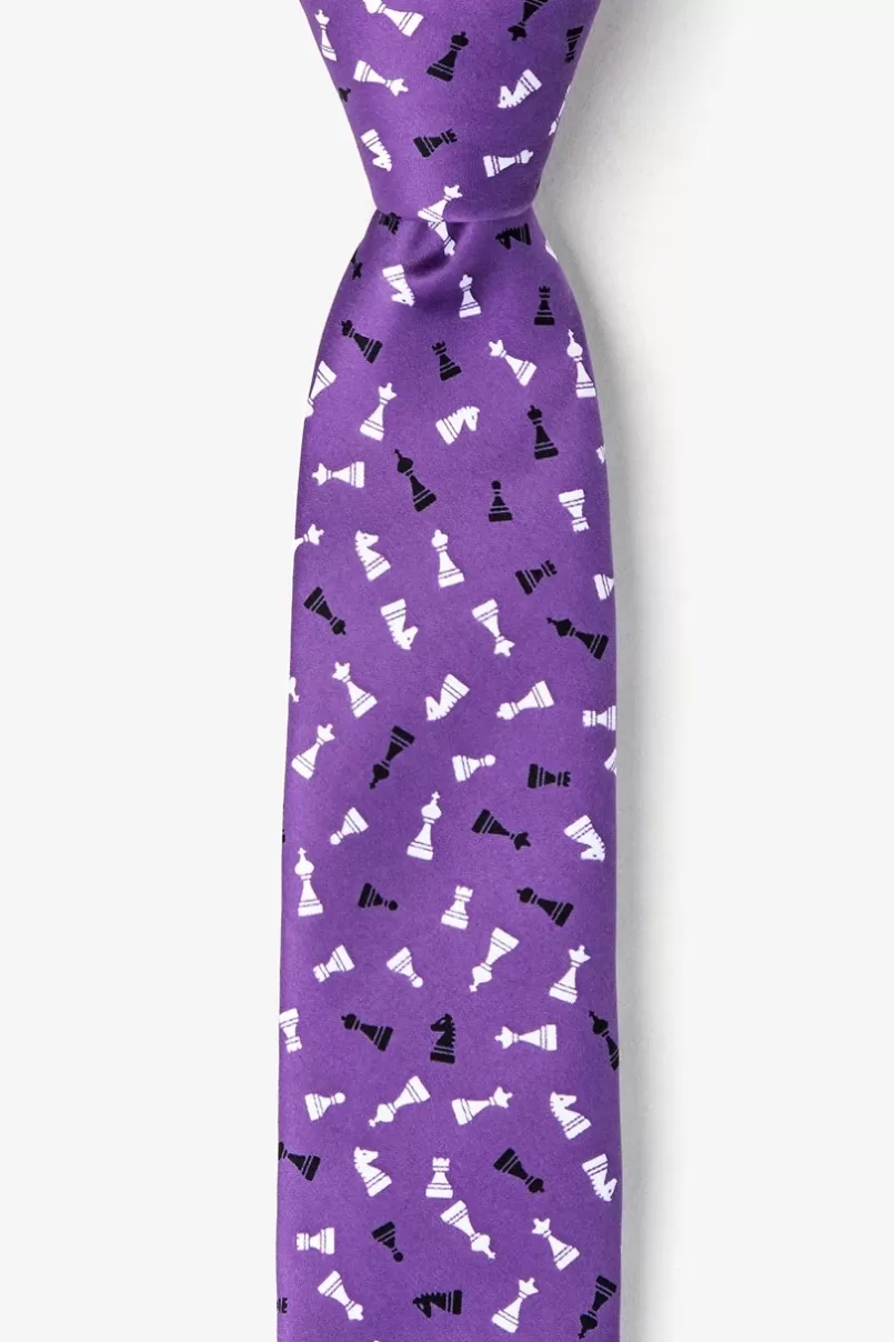 Ties Tossed Chess Pieces Skinny Tie Purple Best Sale
