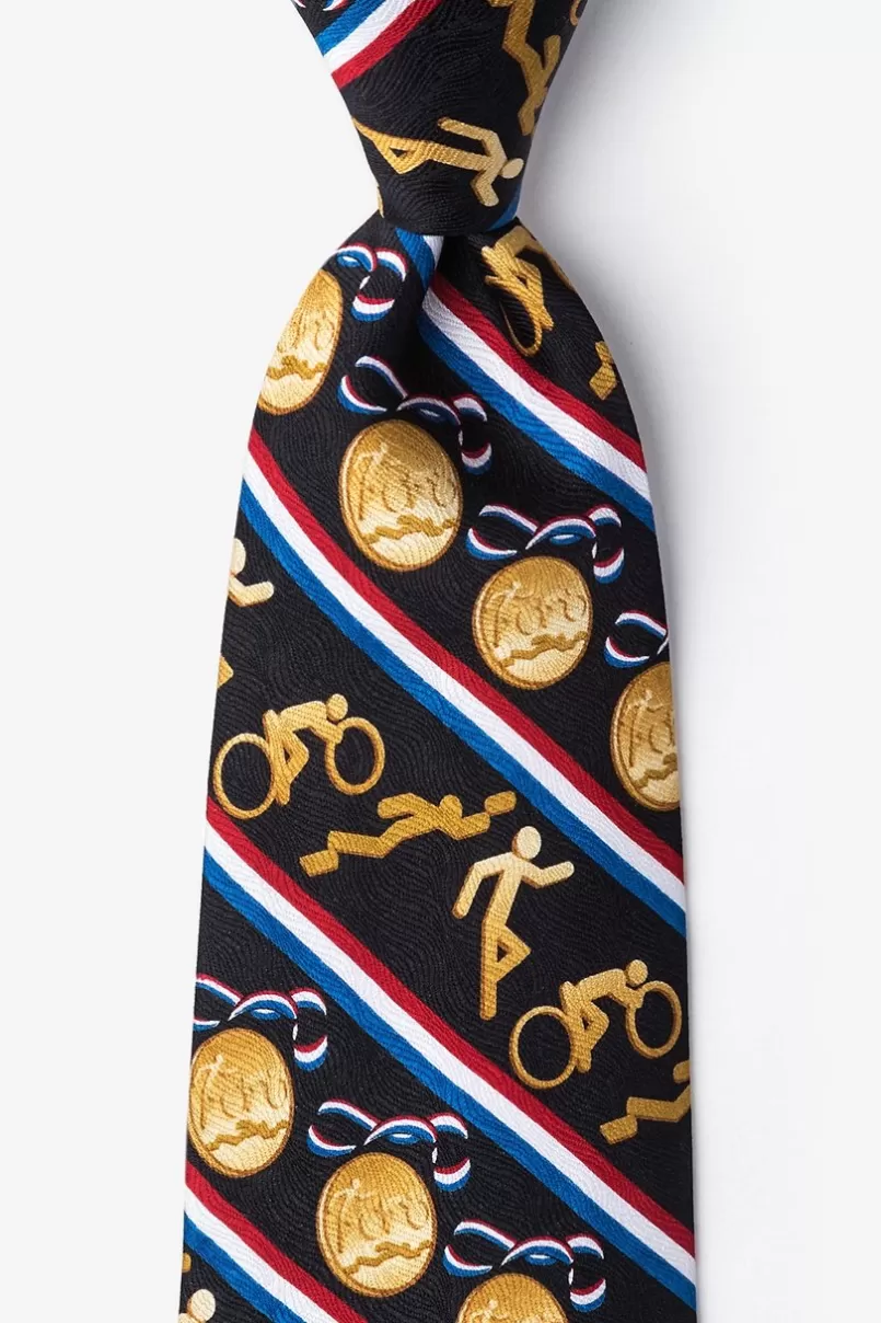 Ties Triathalon Medal Black Tie New