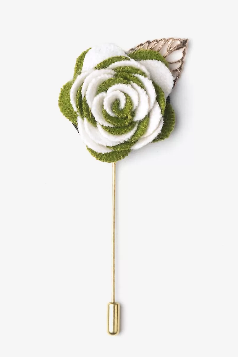 Ties Two-toned Flower Gold Leaf Olive Lapel Pin Best