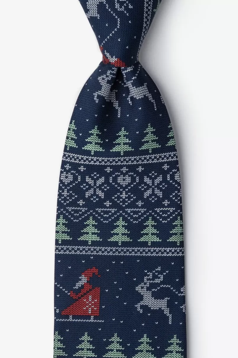 Ties Ugly Christmas Sweater Navy Blue Extra Long Tie Store