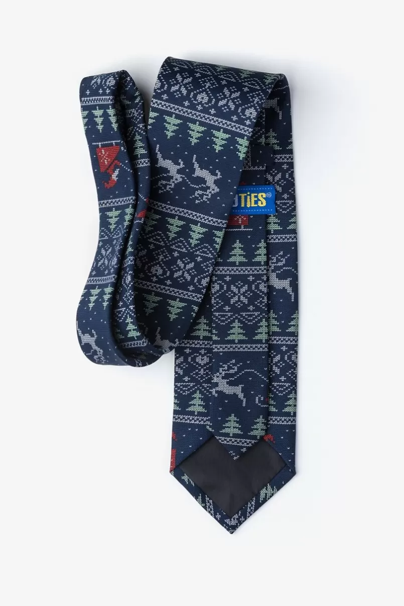 Ties Ugly Christmas Sweater Navy Blue Extra Long Tie Store