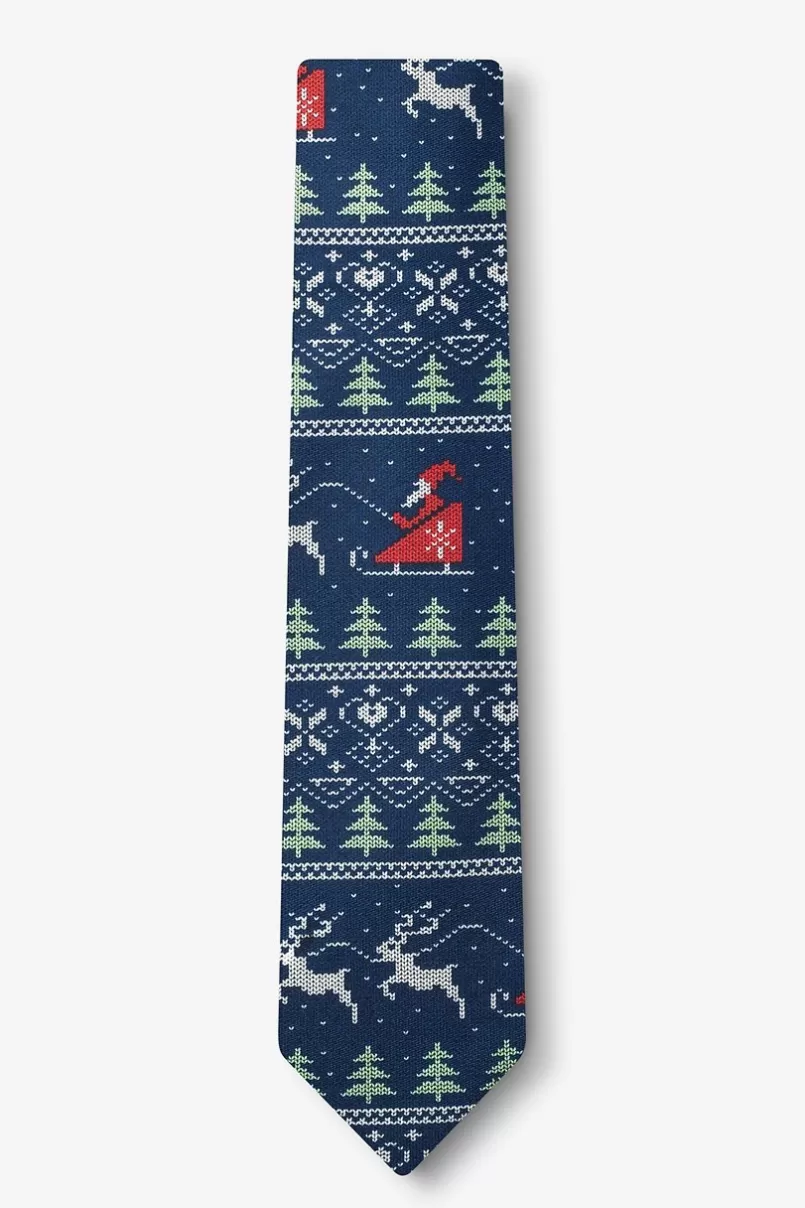 Ties Ugly Christmas Sweater Navy Blue Skinny Tie Cheap