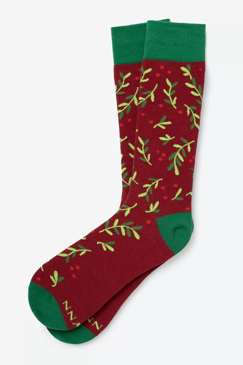 Ties Under the Mistletoe Sock Burgundy Best
