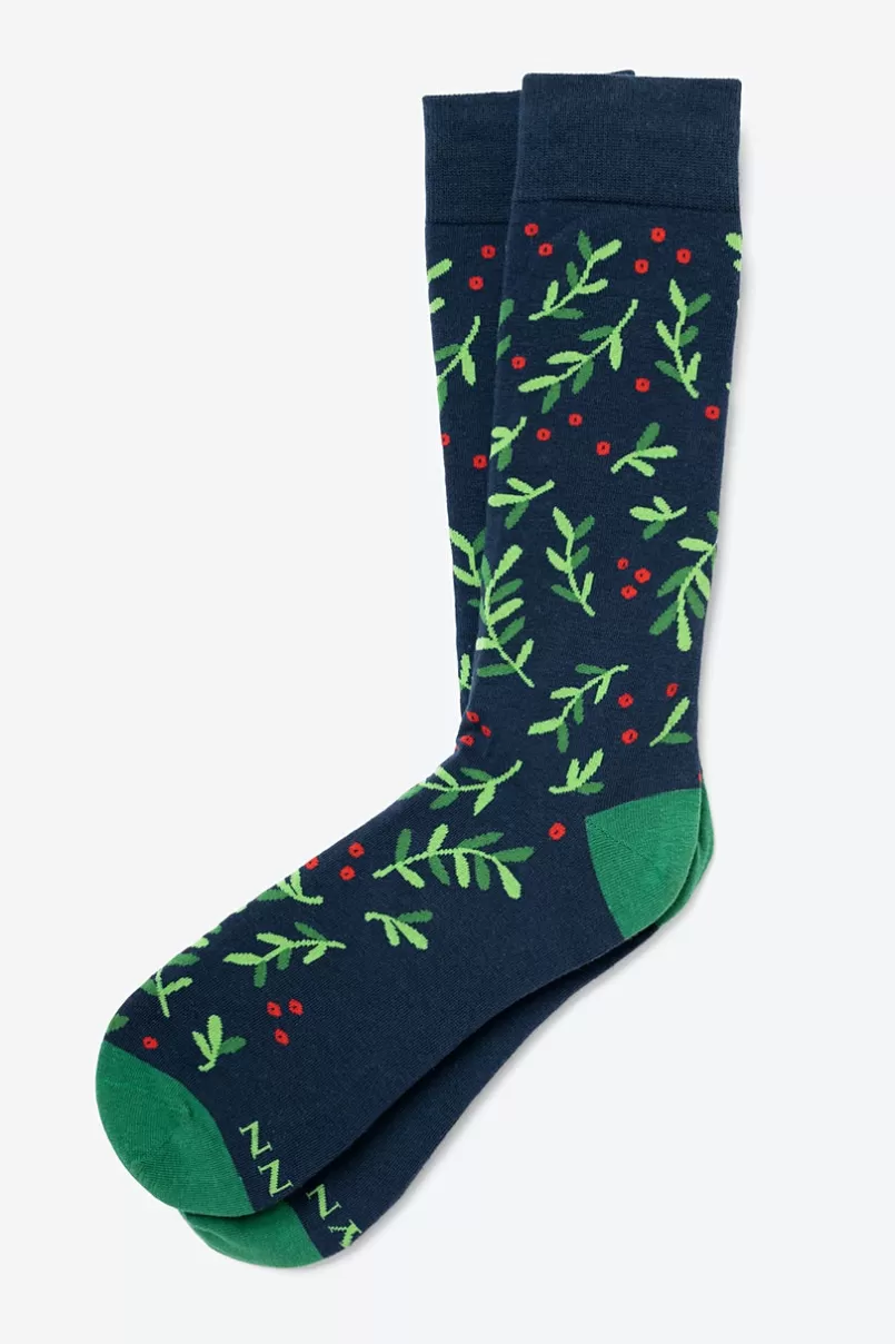 Ties Under the Mistletoe Navy Blue Sock NavyBlue Clearance