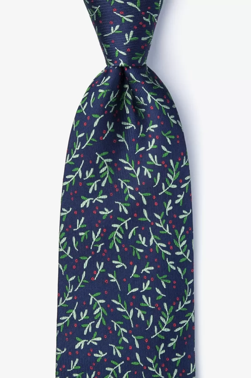 Ties Under the Mistletoe Navy Blue Tie Clearance