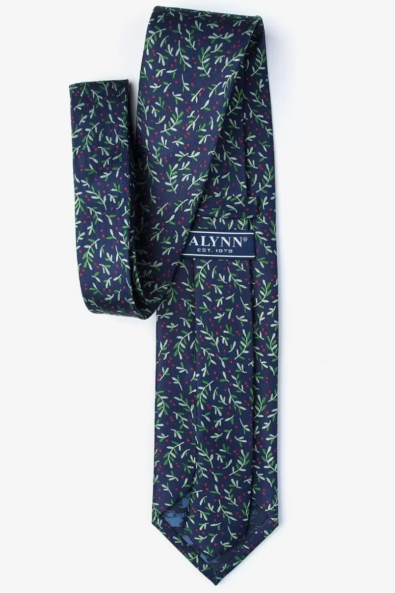 Ties Under the Mistletoe Navy Blue Tie Clearance