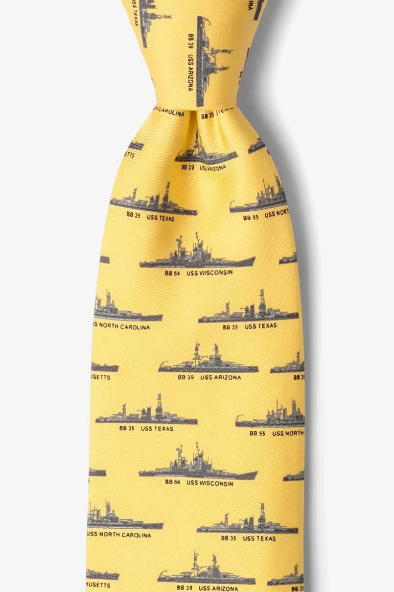 Ties U.S. Battleships Yellow Tie New