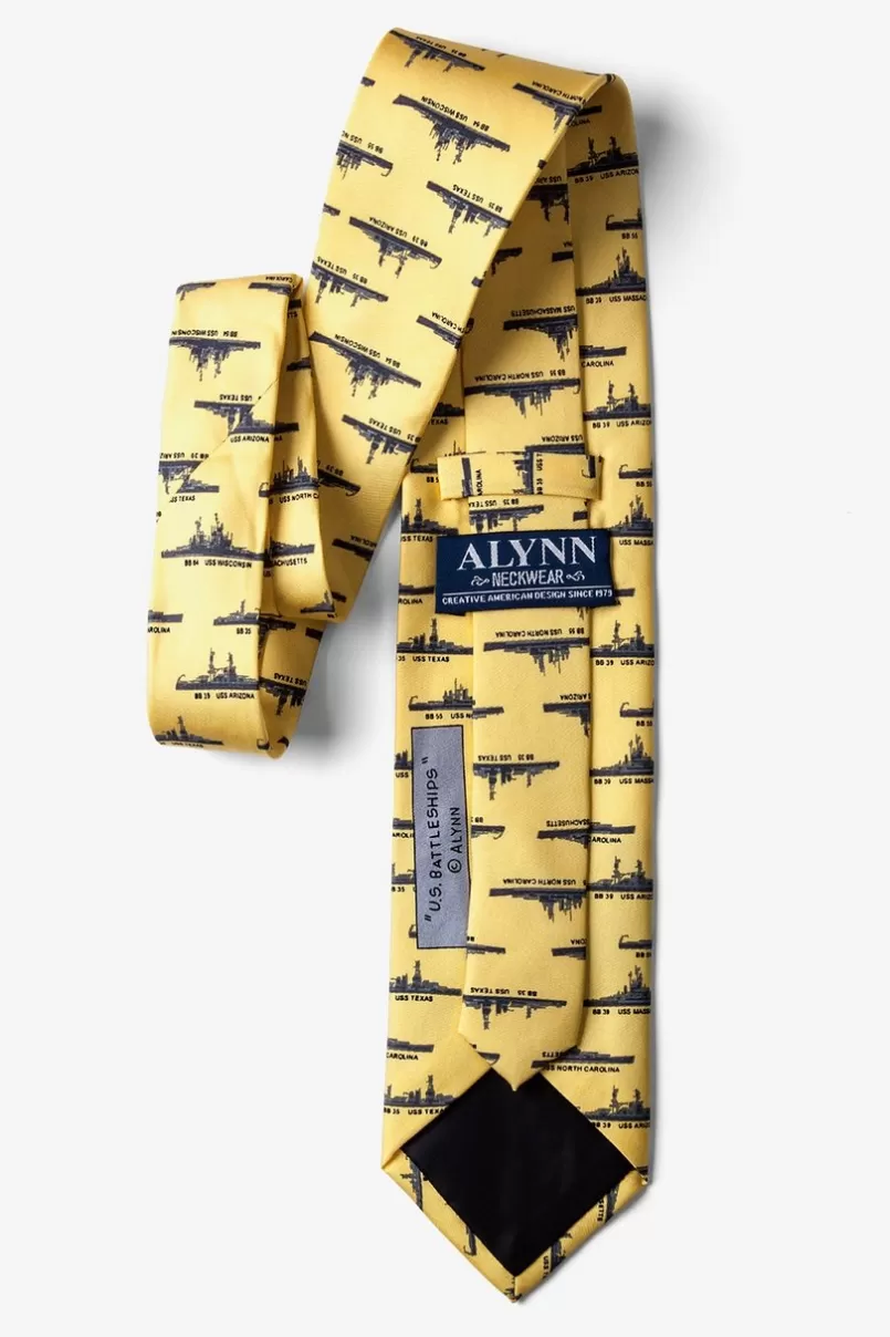 Ties U.S. Battleships Yellow Tie New