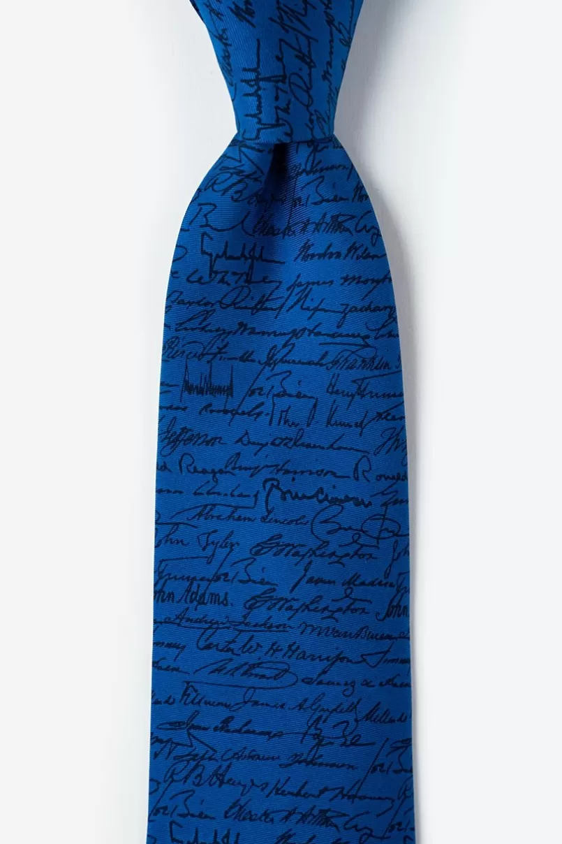 Ties U.S. Presidential Signatures Navy Blue Tie NavyBlue Best Sale