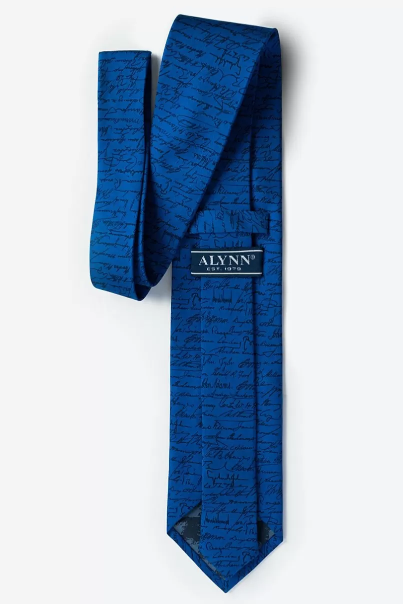 Ties U.S. Presidential Signatures Navy Blue Tie NavyBlue Best Sale