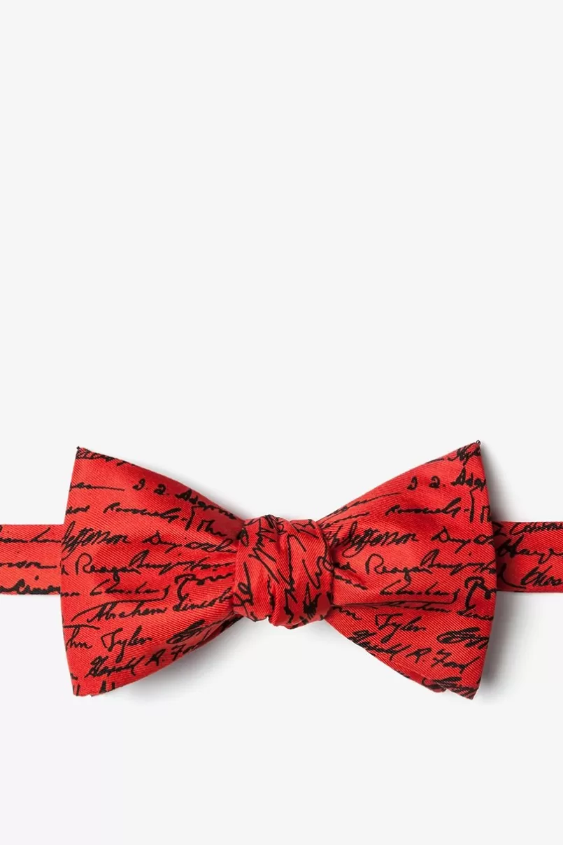 Ties U.S. Presidential Signatures Red Self-Tie Bow Tie Best Sale