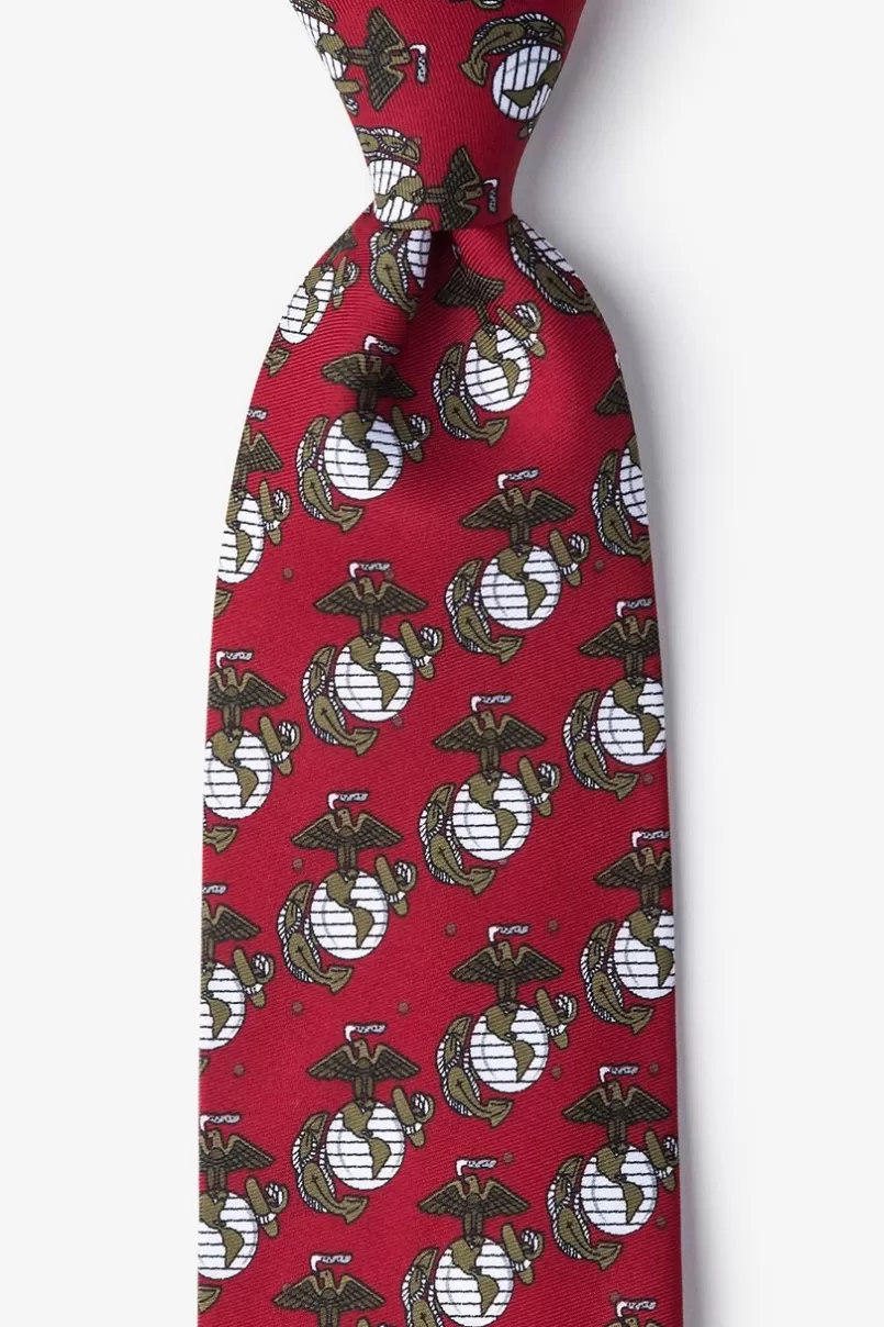 Ties USMC Logo Repeat Red Tie Hot