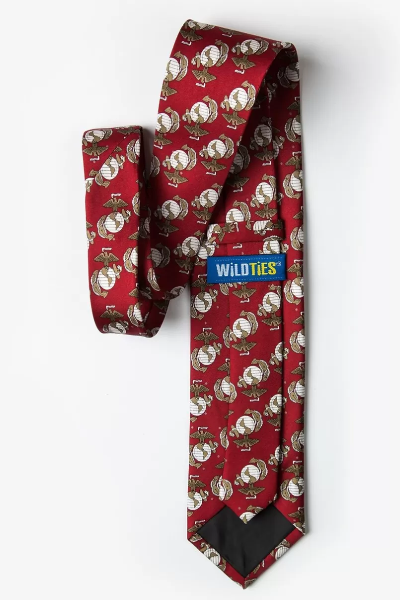 Ties USMC Logo Repeat Red Tie Hot
