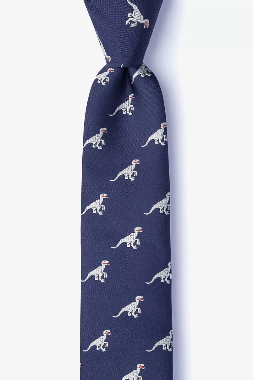 Ties Velociraptor Navy Blue Skinny Tie Flash Sale