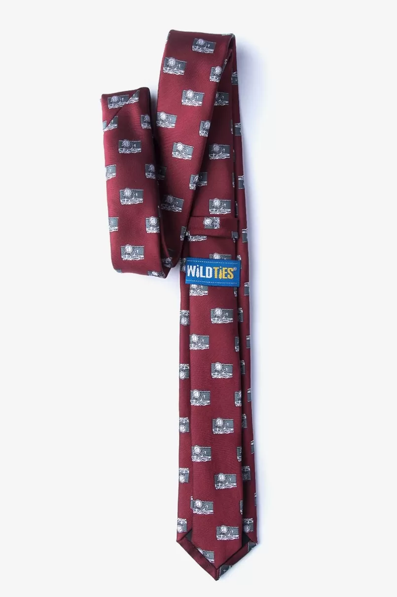 Ties Vintage Cameras Skinny Tie Burgundy Clearance