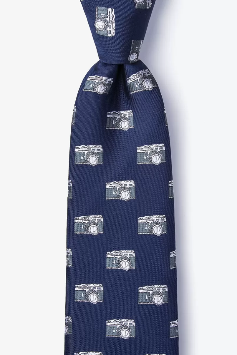 Ties Vintage Cameras Navy Blue Extra Long Tie NavyBlue Discount