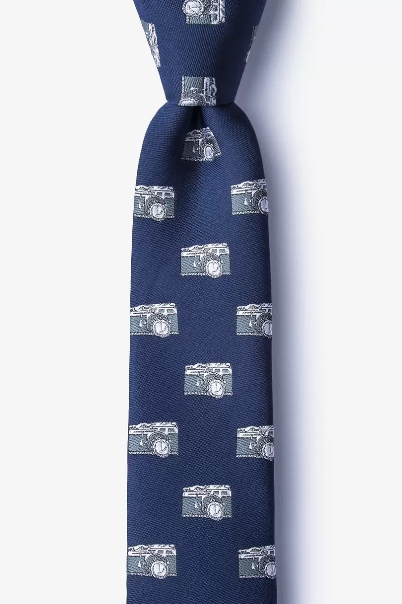 Ties Vintage Cameras Navy Blue Skinny Tie NavyBlue Shop