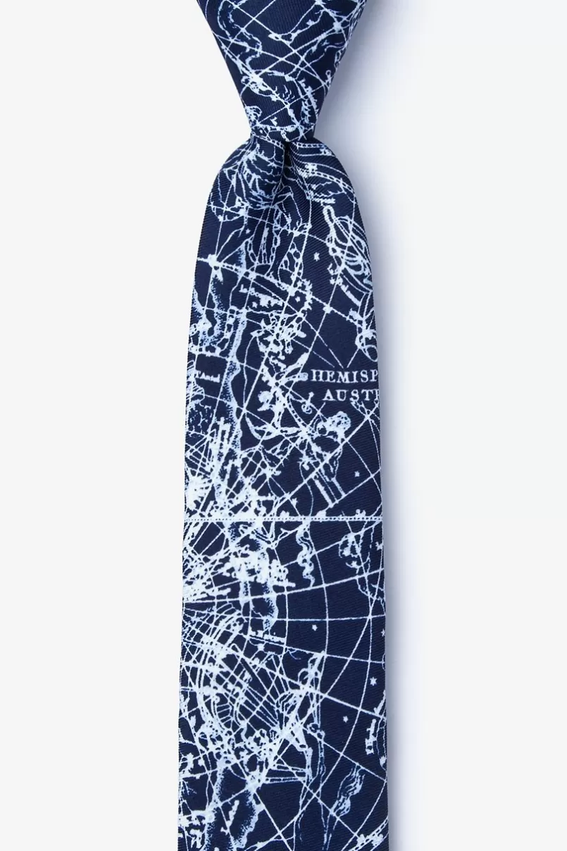 Ties Vintage Star Chart Navy Blue Skinny Tie Discount