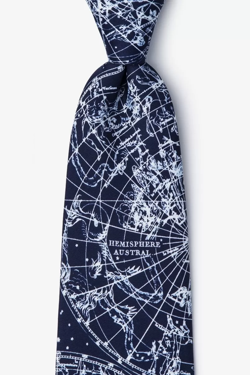 Ties Vintage Star Chart Navy Blue Tie Shop