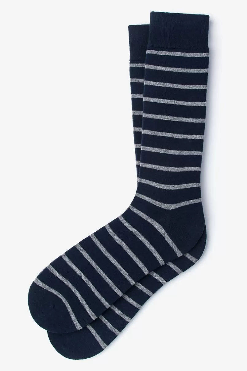 Ties Virtuoso Stripe Heather Gray Sock HeatherGray&NavyBlue Flash Sale