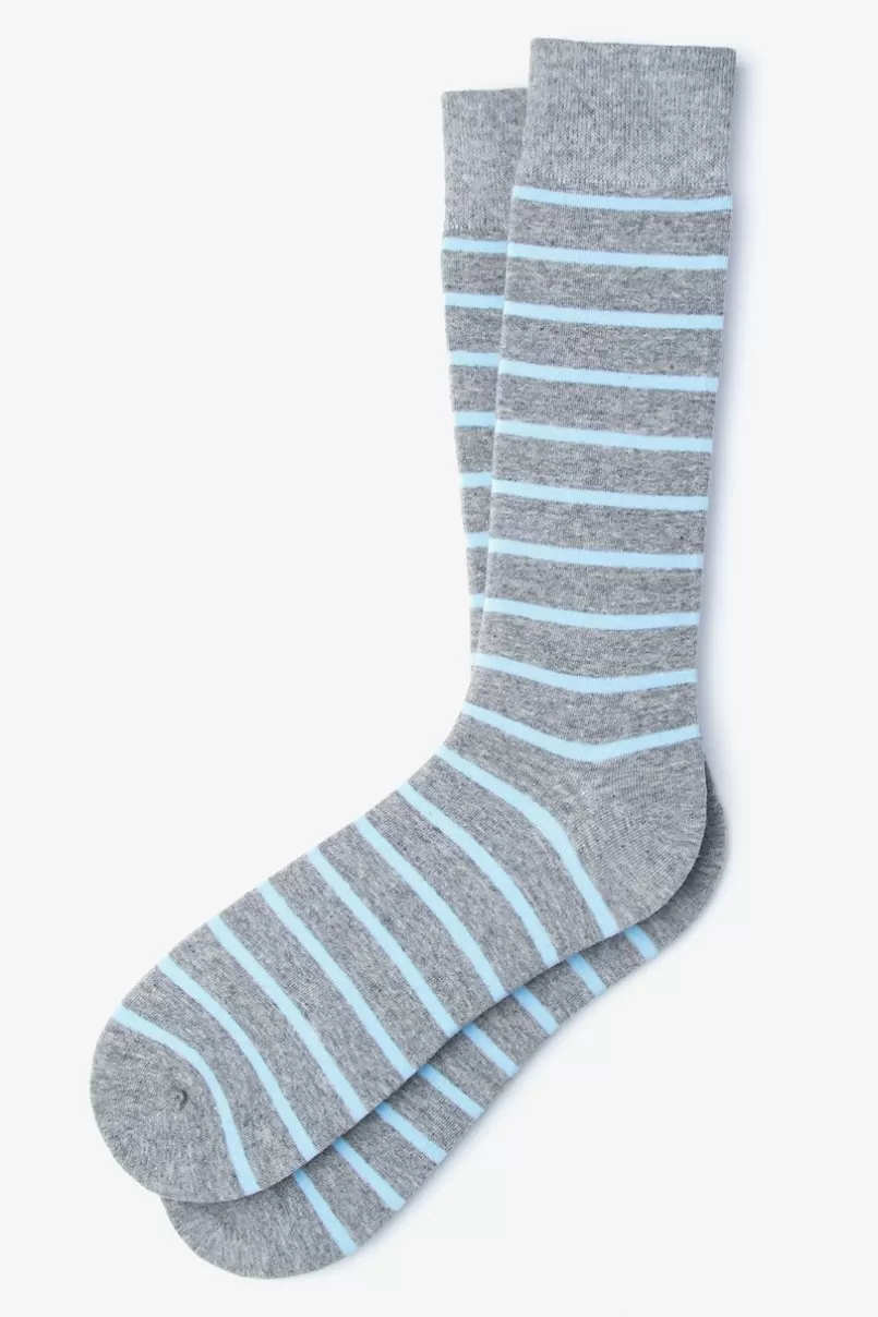 Ties Virtuoso Stripe Pale Blue Sock PaleBlue&HeatherGray Outlet
